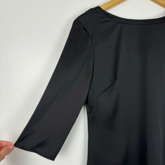 Banana Republic Women Cowl Back Blouse 8 Black Stretch Satin Fairy Goth Office - Picture 6 of 16